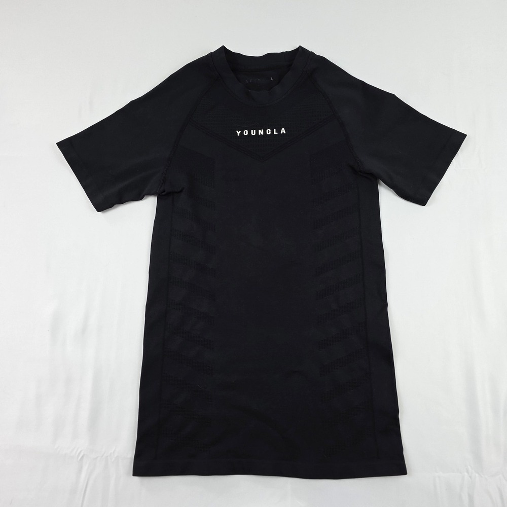 YoungLA Shirt Mens Small Black Compression Short Sleeve Athletic Gym Training